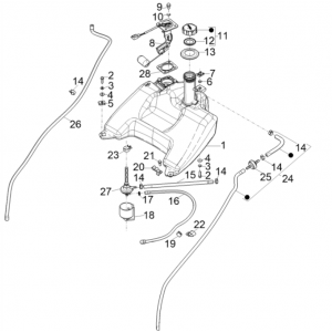 Zbiornik gazu - zbiornik pływakowy - Zawór próżniowy Piaggio Typhoon 50 2-suwowy Euro 4 2018-2020