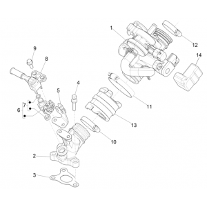 Korpus przepustnicy - Wtryskiwacz - Wlot wlotu Vespa 4-suwowy 3-zaworowy (euro4 wtrysk IGET)