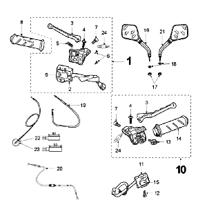 Lusterka i uchwyty Peugeot Fox Deluxe Czarne