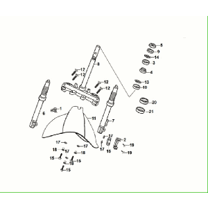 Widelec przedni - Korona zestawu słuchawkowego - Błotnik przedni Sym Fiddle ll Euro 5 Matowy zielony (GN-371U)