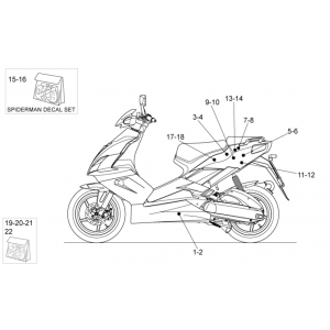 Naklejki i naklejki na tył Aprilia SR 50 H2O ie+carb 2004-2009