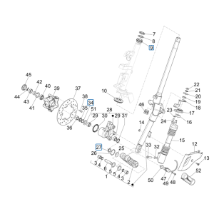 Vespa Sprint 4-suwowy 3-zaworowy przedni widelec (wtrysk euro5 IGET)