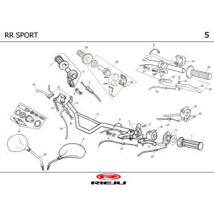 Części kierownicze - Lusterka Rieju RR sport czarny 2002 2-suwowy