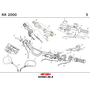 Części kierownicze- Lusterka Rieju RR czarne 2001 2-suwowe