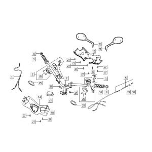 Części kierownicy Kymco Super9 2t lc o.m mat czarno-czerwony
