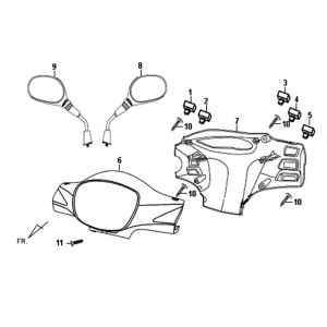 Stuurkappen - stuurschakelaars - spiegels Sym Fiddle II Wit (WH8018P)