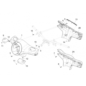 Pokrywy kierownicy Vespa GTS 250 ie 2005-2016 (bez ABS) czarne 94