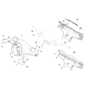 Pokrywy kierownicy Vespa GTS 300 ie 2008-2016 (z ABS i bez) tytanowy szary 707/C