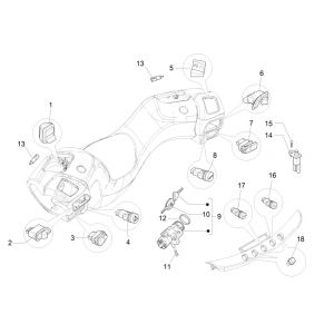 Przełączniki kierownicze Piaggio MP3 300 ie E4 LT BUSINESS - SPORT NOABS-ABS 2016 - 2018 (EMEA)