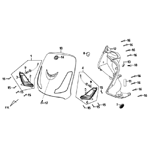 Przednia płytka kierunkowskazów Wewnętrzna osłona nogi Sym Fiddle II (BU295S) niebieski