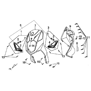 Tabliczka przednia Inseam Shield Sym Orbit II (R010CA) czerwona