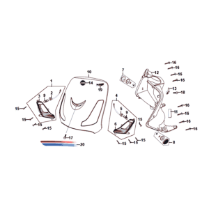 Wskaźniki płyty przedniej Inseam Shield Sym Fiddle II euro4 (LX-17348) Kasztanowy Brąz