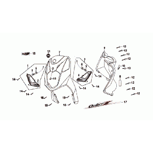 Płyta przednia/wewnętrzna/kierunkowskazy SYM Orbit II Euro 4 matowy brąz