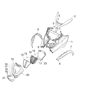Płyta przednia Piaggio MP3 300LT Sport 2009-2014 czarna konkurencja 98/A
