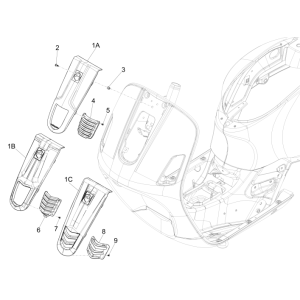 Płyta czołowa Vespa GTS 300 ie 2008-2016 (z ABS i bez) tytanowa szara 707/C