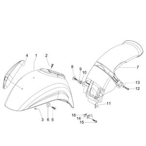 Błotnik przedni Vespa S 25km 4-suwowy 2-zawór czerwony dragon 894