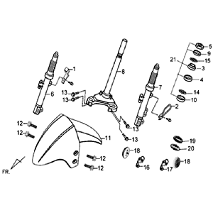 Błotnik przedni Widelec Zestaw słuchawkowy Sym Jet 4 (GY7450U) szary