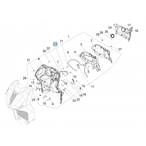 Obudowa przednia - Piaggio Beverly 300 4T 4V HPE ABS E5 2021-2022 (EMEA)