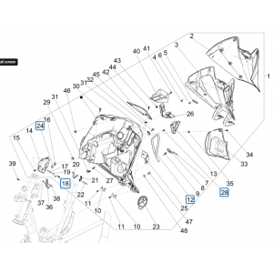 Etui przednie - Piaggio Medley 150 4T IE ABS E4 2016-2020 osłona przeciwprądowa (EMEA)