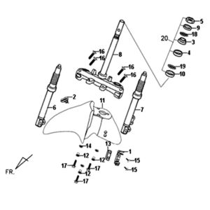 Voorvork - balhoofdstel - voorspatbord Sym Fiddle II Wit (WH-8018P)