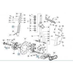 Widelec przedni/Rura sterowa - Łożyska kierownicy Grupa Vespa GTV 250 4T 4V IE