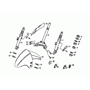 Widelec przedni/błotnik przedni/zestaw słuchawkowy SYM Orbit II Euro 4 matowy brąz