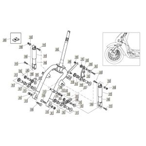 Widelec przedni+akcesoria Aprilia Habana 2t (silnik Aprilia) 1999 - 2004