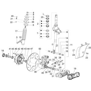 Widelec przedni Vespa Lx 25km 4-suwowy 2-zawór biały monte 544