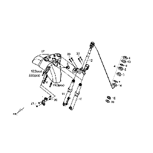 Przedni widelec przedni błotnik słuchawkowy Sym Fiddle III (WH006 BL5560S) biały czarny