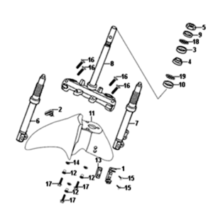 Widelec przedni/przedni błotnik/zestaw słuchawkowy Sym Symphony ST 200I Czarny/Srebrny (BK-001C/S-882S)