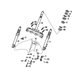 Widelec przedni/przedni błotnik/zestaw słuchawkowy Sym Symphony ST E3 Głęboki Czarny (BK-001C)