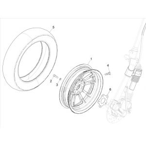 Przednie koło Vespa Elettrica 25/KMH SCH E5 2021 (EMEA) 