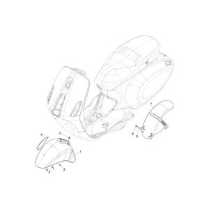 Błotnik przedni Vespa Primavera 2-suwowy biały fusion 544