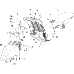 Przestrzeń kół - Błotnik Piaggio Beverly 500 E3 2007-2012 szary 780/A