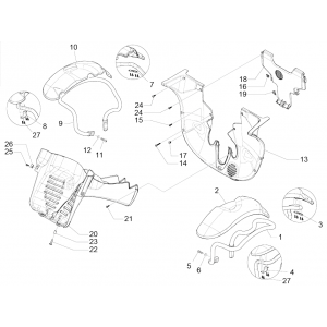 Przestrzeń na koła - Piaggio MP3 350 Maxi sport E4 ABS 2018-2020 błotnik (EMEA)