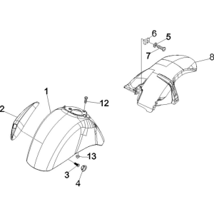 Przestrzeń kół - Błotnik Vespa GTS 250 ie 2005-2009 (z ABS) żółty 928