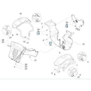 Przestrzeń na koła - Błotnik Piaggio MP3 300 ie E4 LT BUSINESS - SPORT NOABS-ABS 2016 - 2018 (EMEA)