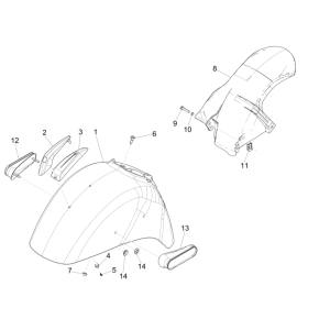 Błotnik kosmiczny Vespa GTS 300 ie 2008-2016 (z ABS i bez) tytanowy szary 707/C