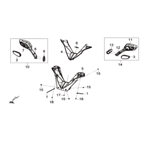 Pokrywa kierownica+zestaw lusterek Sym Joymax 125I ABS Silver (S-7S)